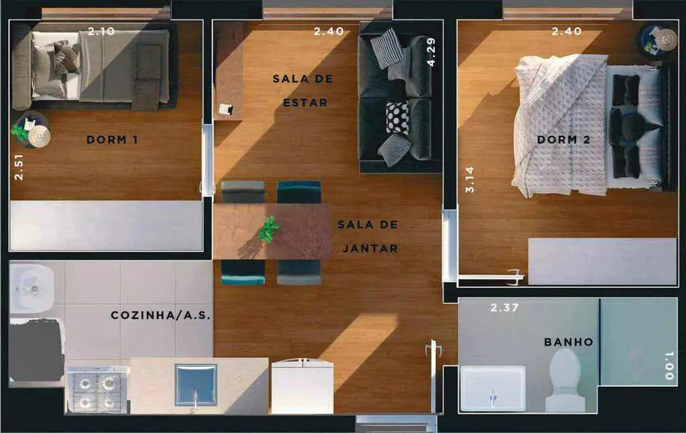 Apartamento, 2 quartos, 35 m² - Foto 3