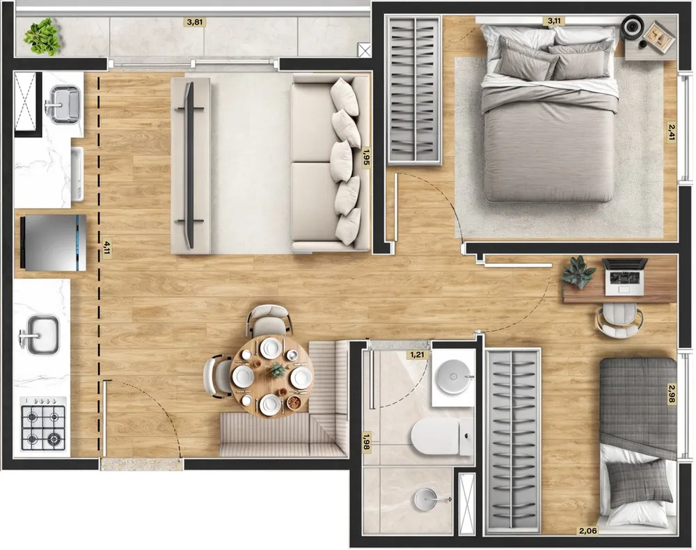 Apartamento, 2 quartos, 35 m² - Foto 3
