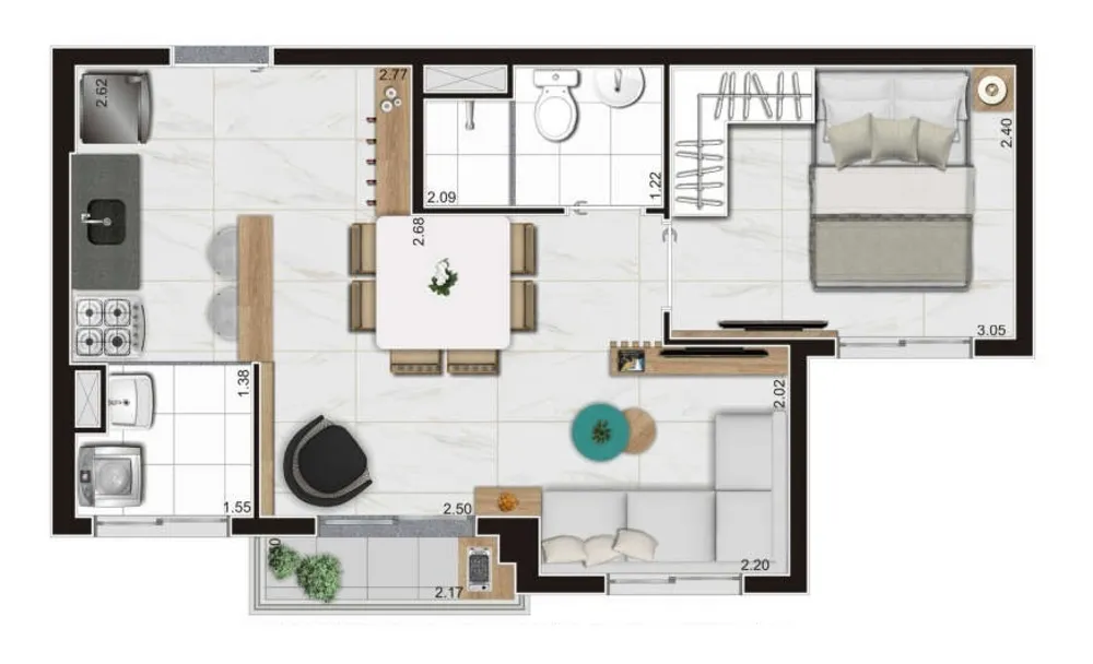 Apartamento, 2 quartos, 39 m² - Foto 2