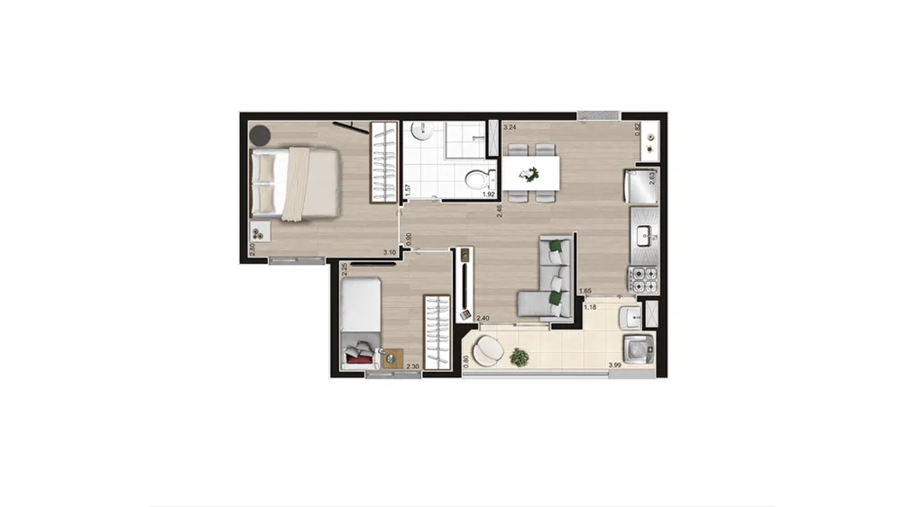 Apartamento, 2 quartos, 42 m² - Foto 1