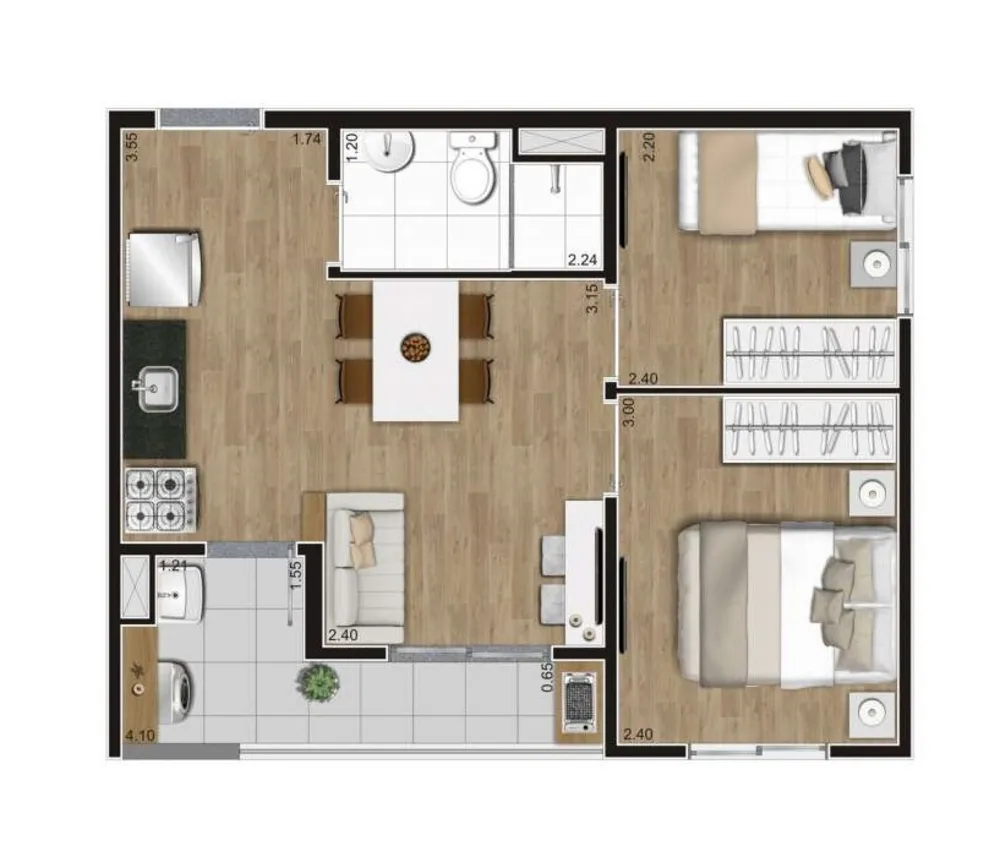 Apartamento, 2 quartos, 38 m² - Foto 2