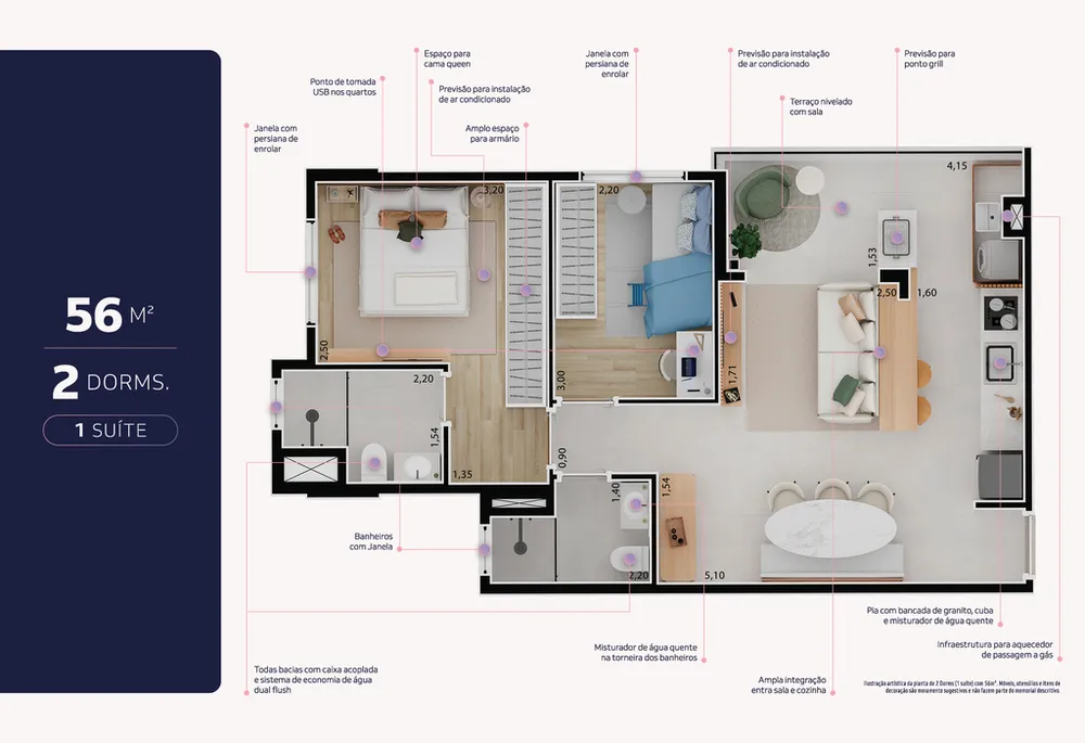 Cobertura, 2 quartos, 106 m² - Foto 3