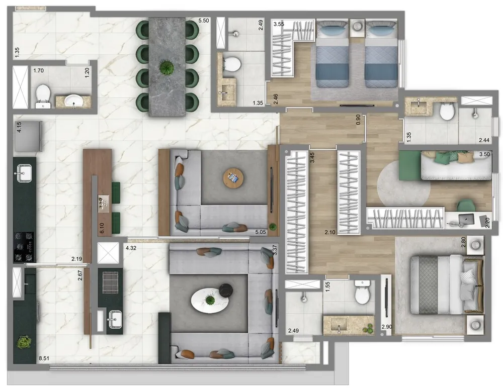 Apartamento, 3 quartos, 100 m² - Foto 4