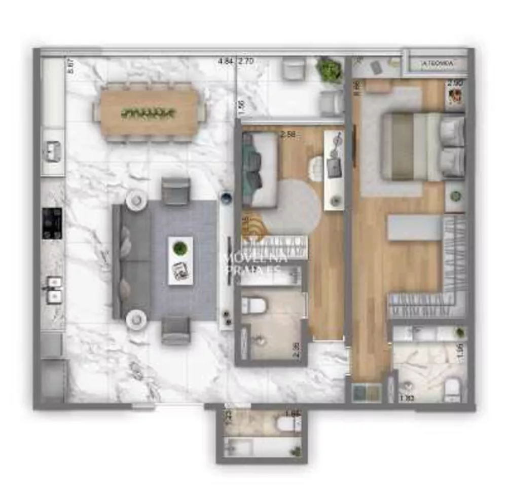 Apartamento à venda com 2 quartos, 100m² - Foto 3