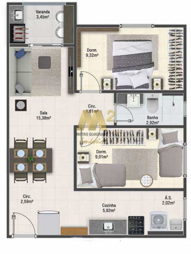 Apartamento, 2 quartos, 56 m² - Foto 16