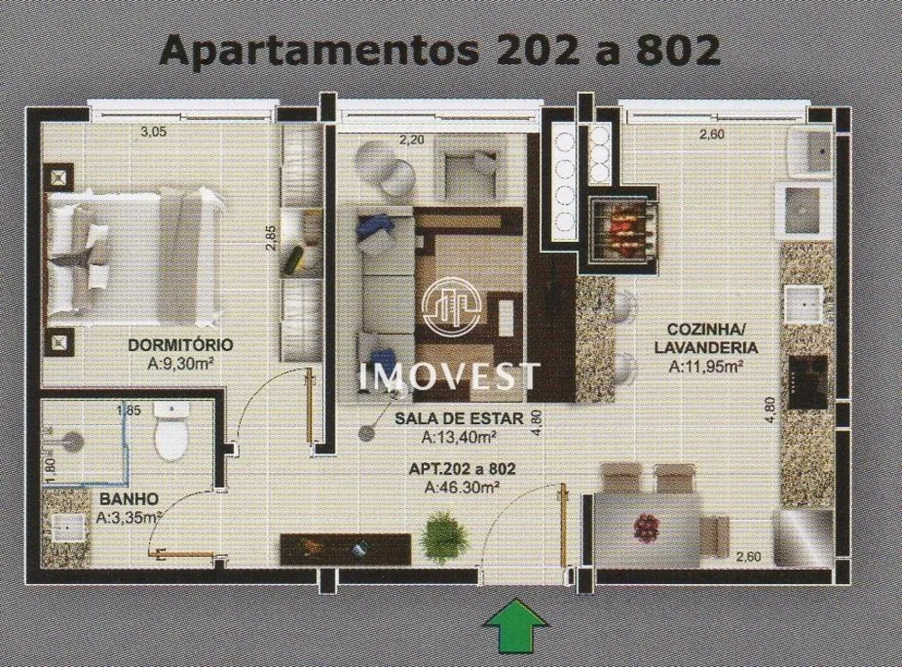 Apartamento, 1 quarto, 46 m² - Foto 2