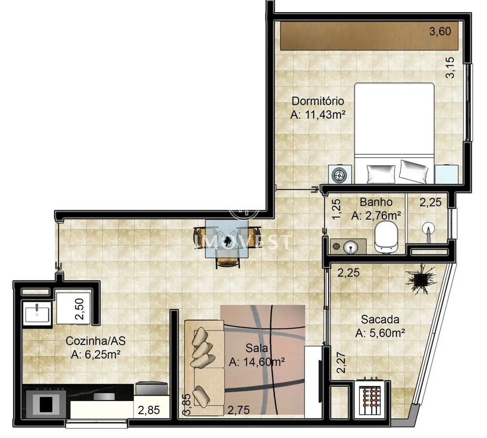 Apartamento, 1 quarto, 47 m² - Foto 4