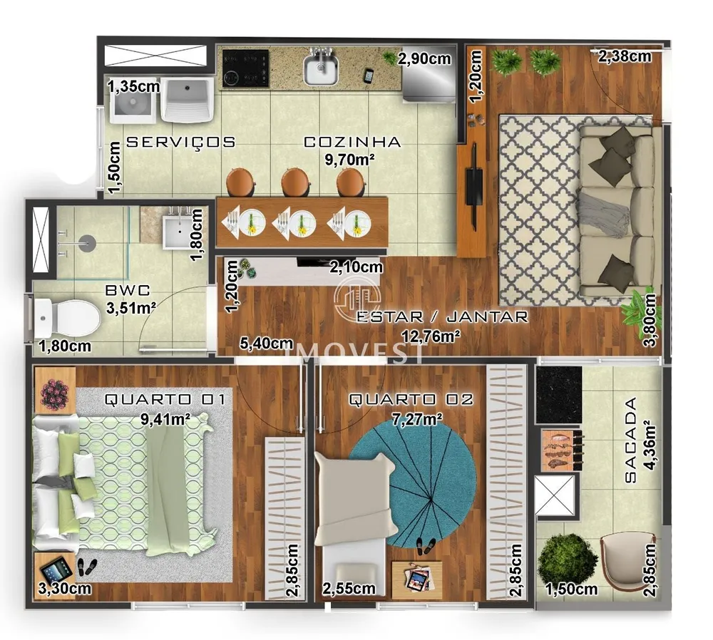Apartamento, 2 quartos, 52 m² - Foto 1