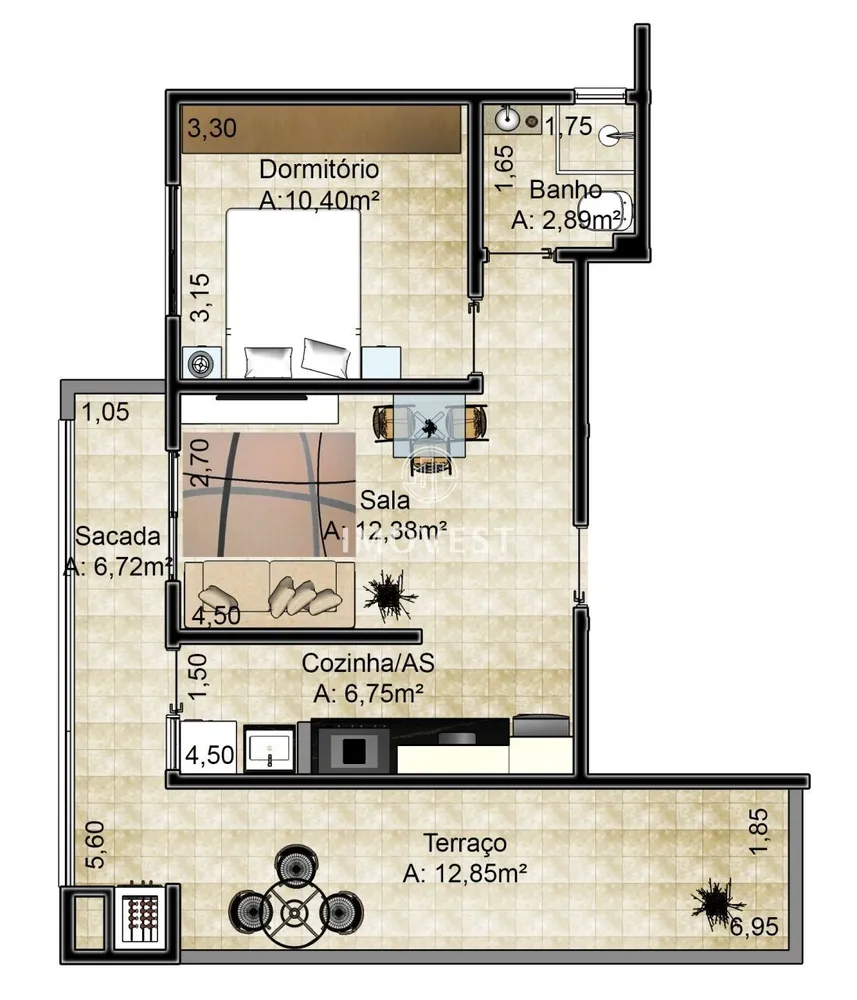 Apartamento, 1 quarto, 62 m² - Foto 3