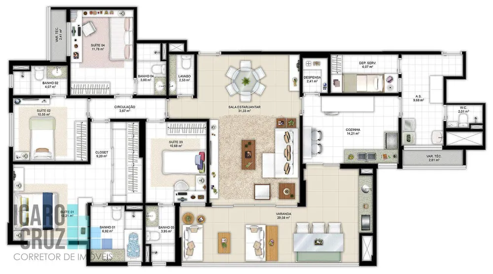 Apartamento, 4 quartos, 180 m² - Foto 4