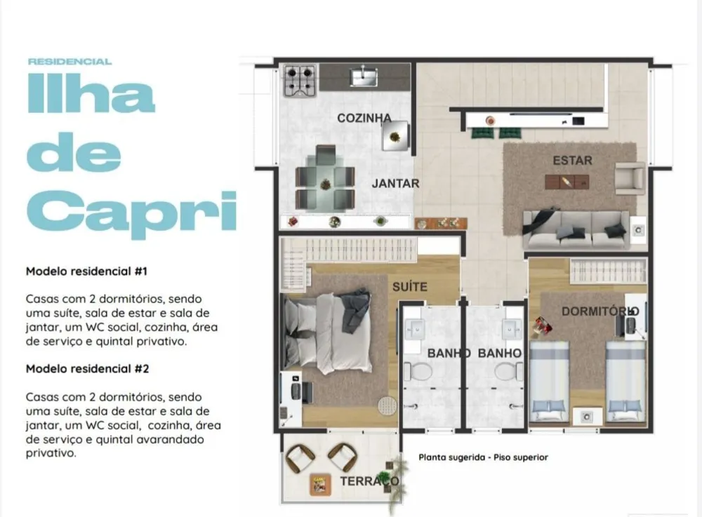 Casa de Condomínio, 2 quartos - Foto 1