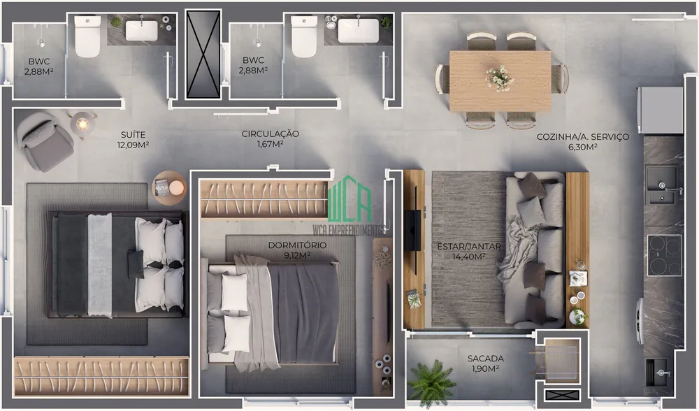 Apartamento, 2 quartos, 59 m² - Foto 1