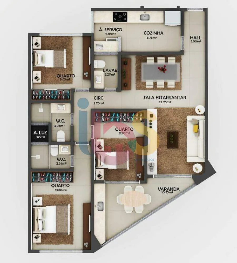 Apartamento, 2 quartos, 103 m² - Foto 3