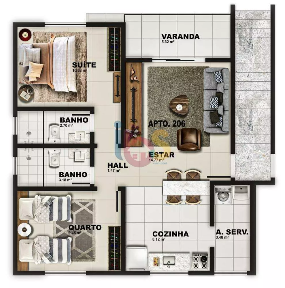 Apartamento à venda com 2 quartos, 67m² - Foto 9