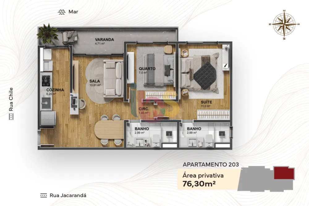 Apartamento, 2 quartos, 70 m² - Foto 1