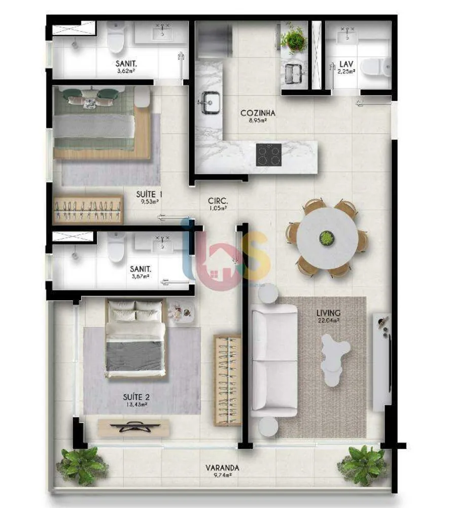 Apartamento, 2 quartos, 84 m² - Foto 2