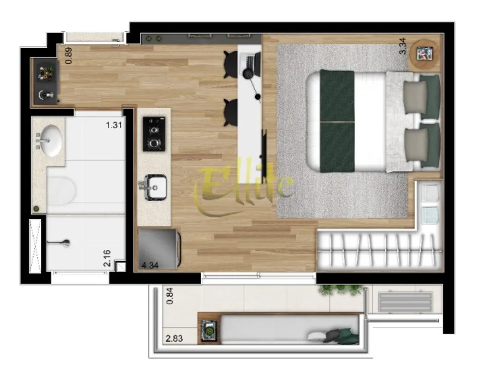 Apartamento, 1 quarto, 26 m² - Foto 9
