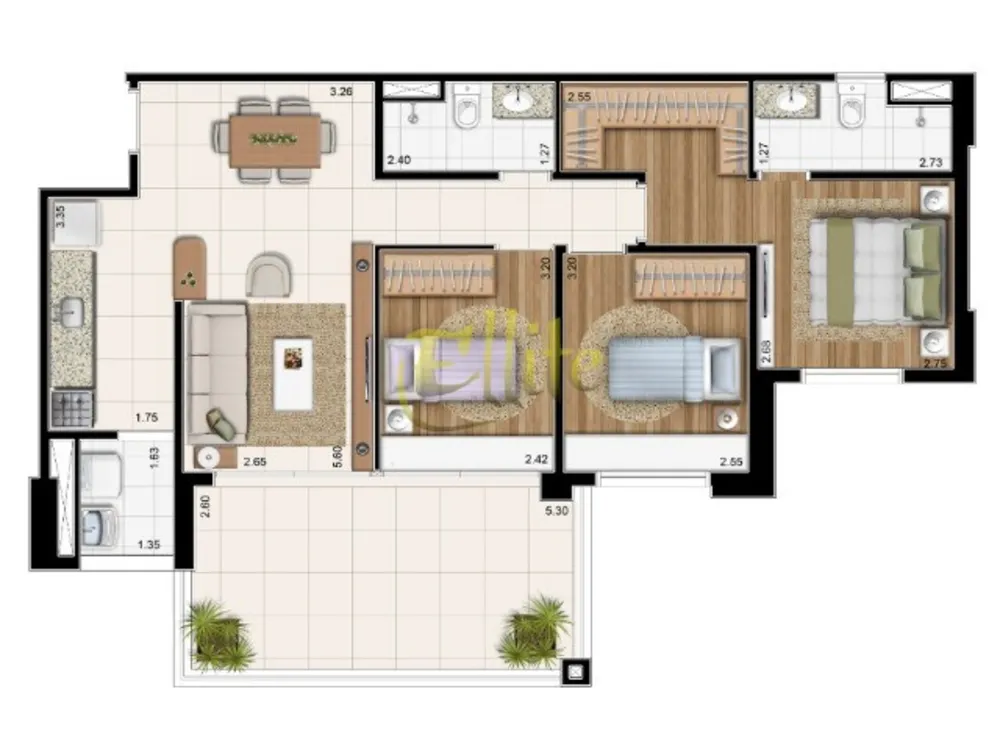 Flat/Apart Hotel, 1 quarto, 48 m² - Foto 1