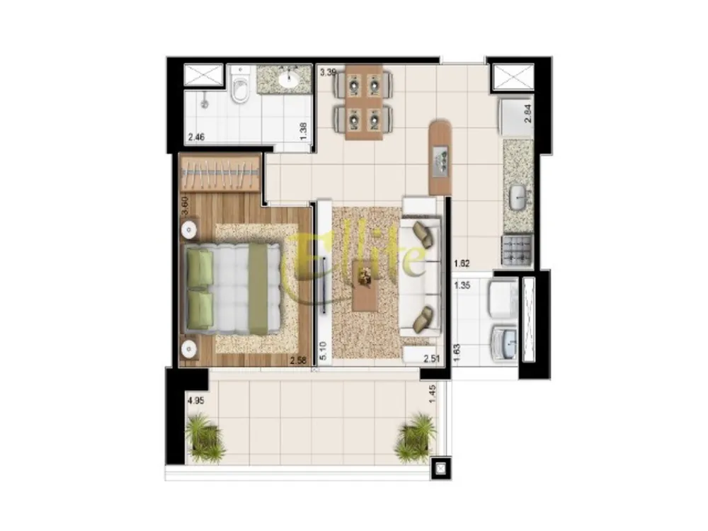 Flat/Apart Hotel, 1 quarto, 48 m² - Foto 3