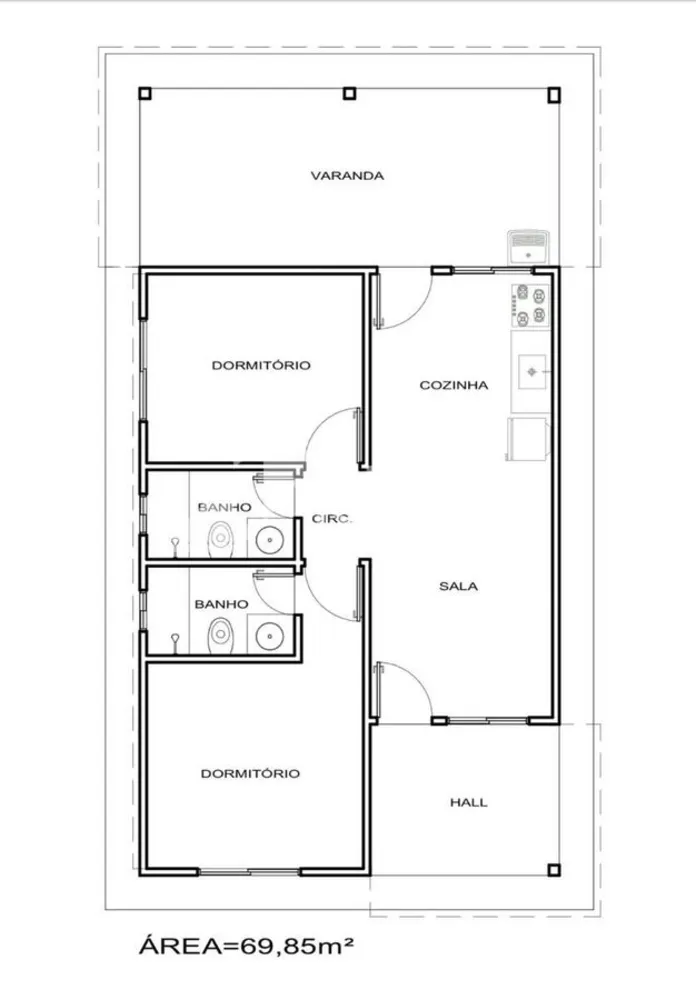 Casa, 2 quartos, 70 m² - Foto 6