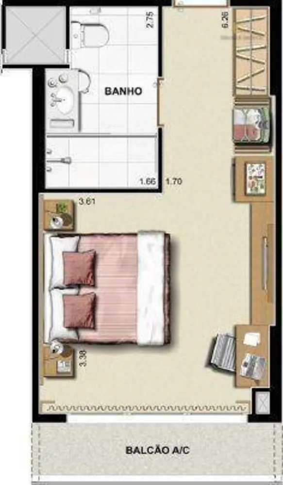 Apartamento, 1 quarto, 24 m² - Foto 2