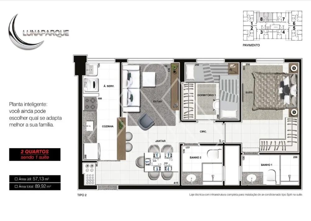 Apartamento, 2 quartos, 57 m² - Foto 7