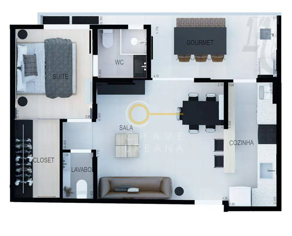 Apartamento, 1 quarto, 54 m² - Foto 12