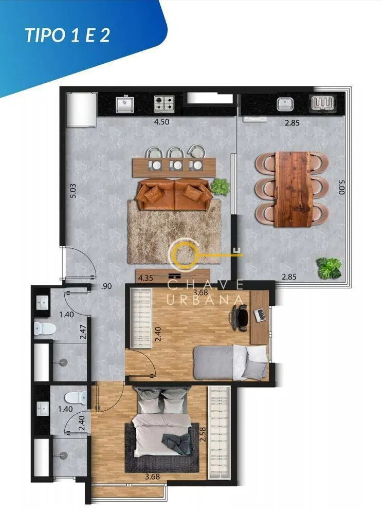 Apartamento, 2 quartos, 70 m² - Foto 7