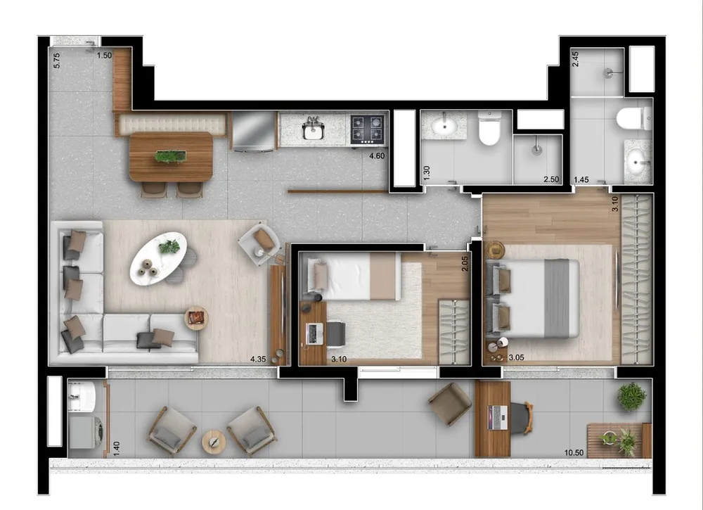 Apartamento, 2 quartos, 58 m² - Foto 6