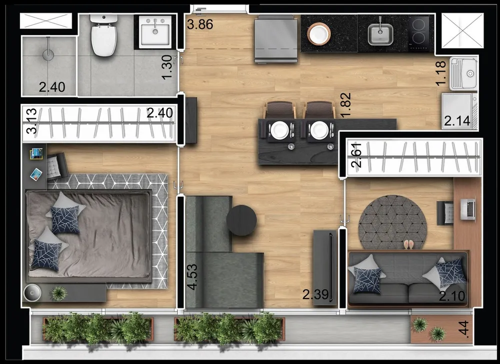 Apartamento, 1 quarto, 16 m² - Foto 2