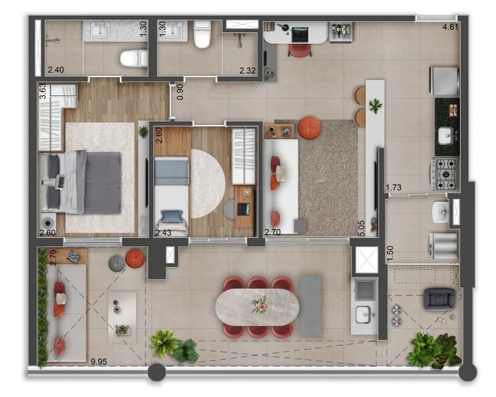 Apartamento, 3 quartos, 92 m² - Foto 1