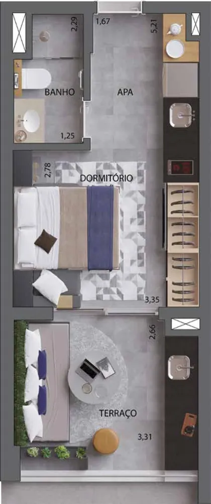 Apartamento, 1 quarto, 46 m² - Foto 1