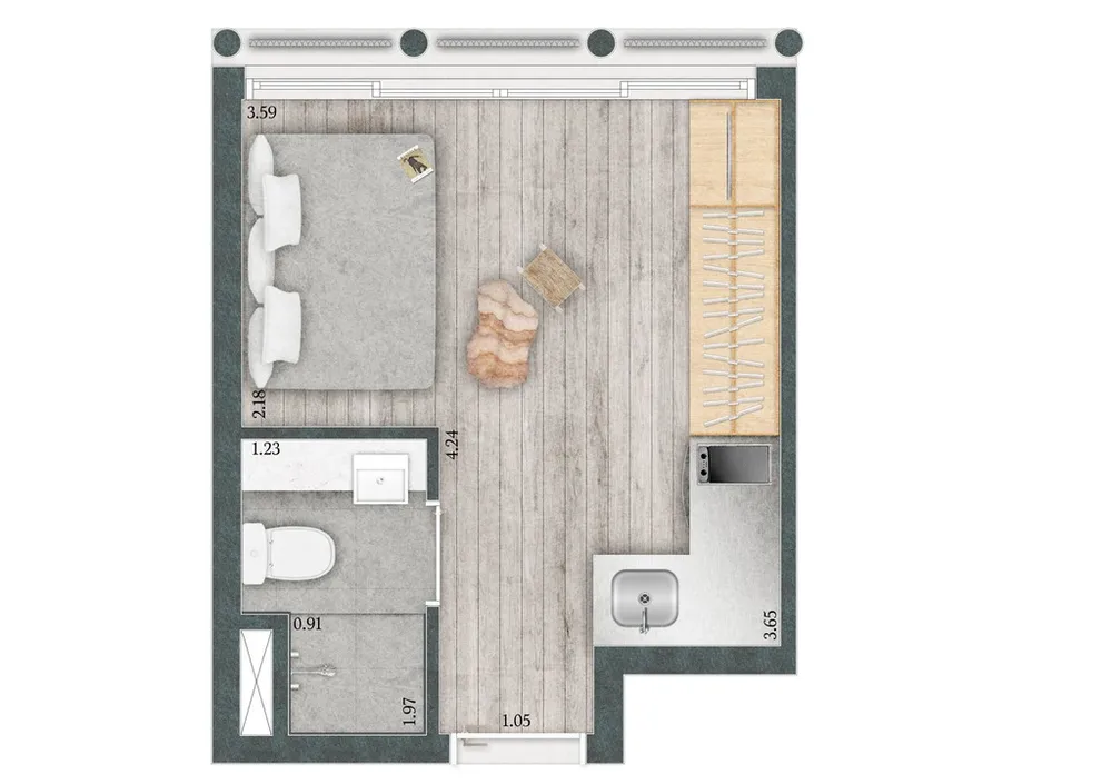 Apartamento, 1 quarto, 16 m² - Foto 10