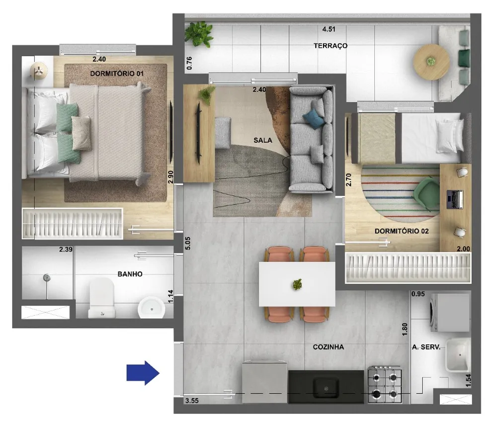 Apartamento, 2 quartos, 36 m² - Foto 10