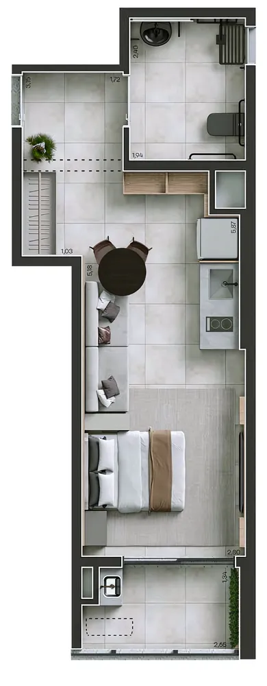 Apartamento, 1 quarto, 36 m² - Foto 2