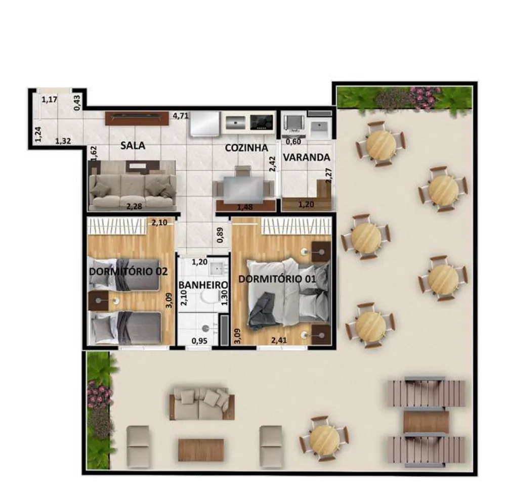 Apartamento, 2 quartos, 61 m² - Foto 3