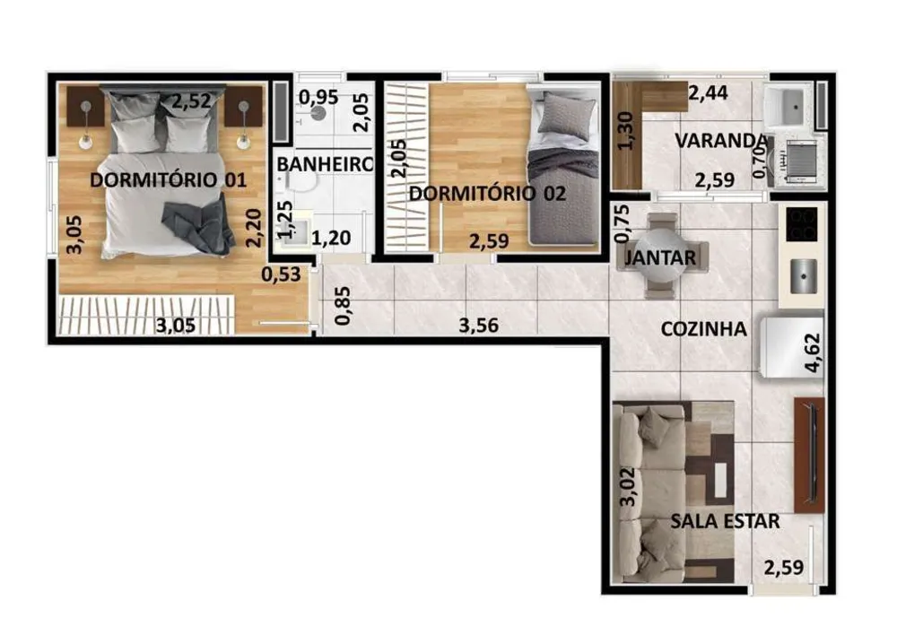 Apartamento, 2 quartos, 61 m² - Foto 11