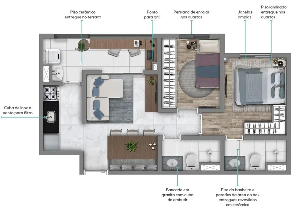 Apartamento, 3 quartos, 61 m² - Foto 8