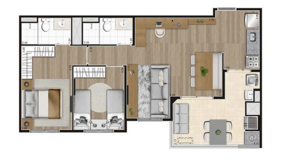 Apartamento, 2 quartos, 59 m² - Foto 7