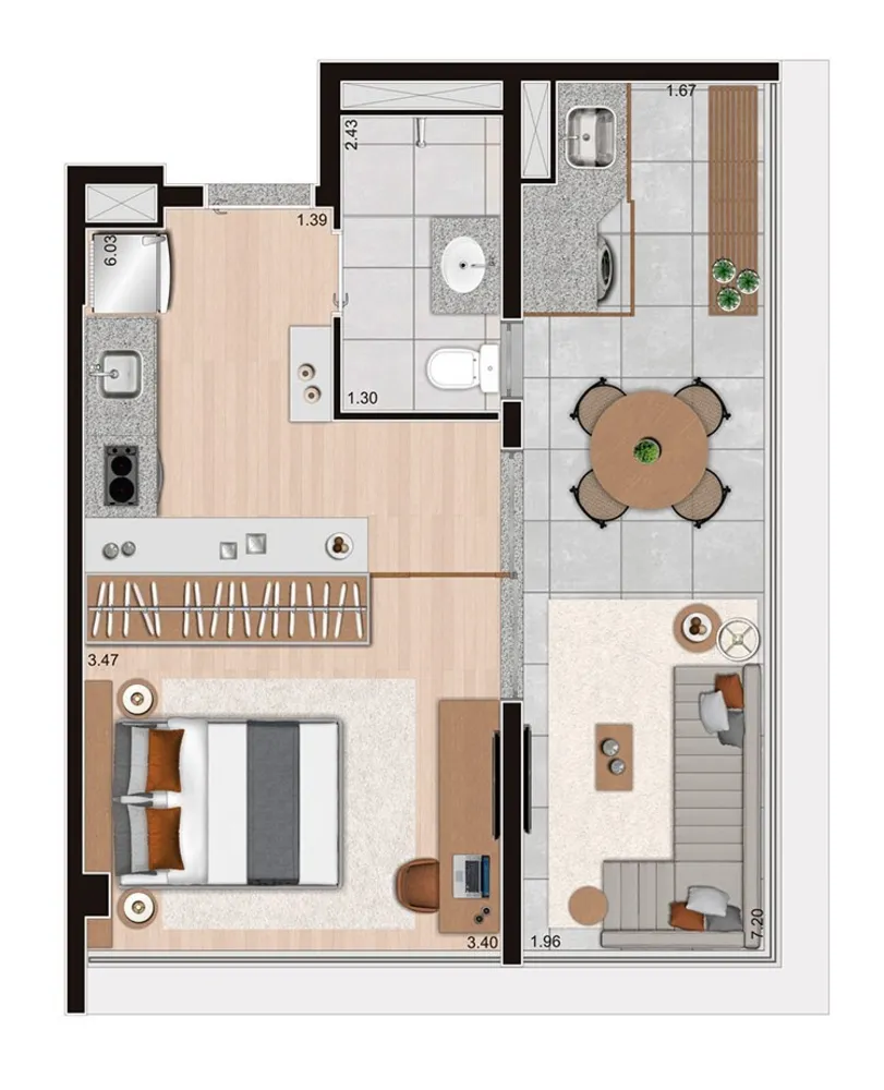 Apartamento, 1 quarto, 41 m² - Foto 2