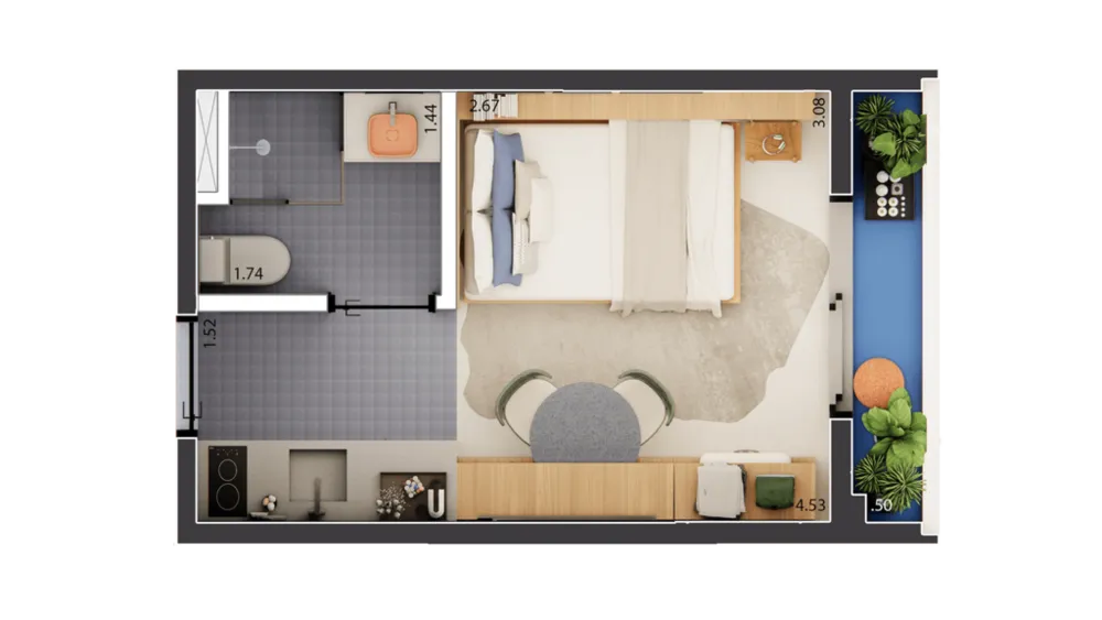 Apartamento, 1 quarto, 17 m² - Foto 3