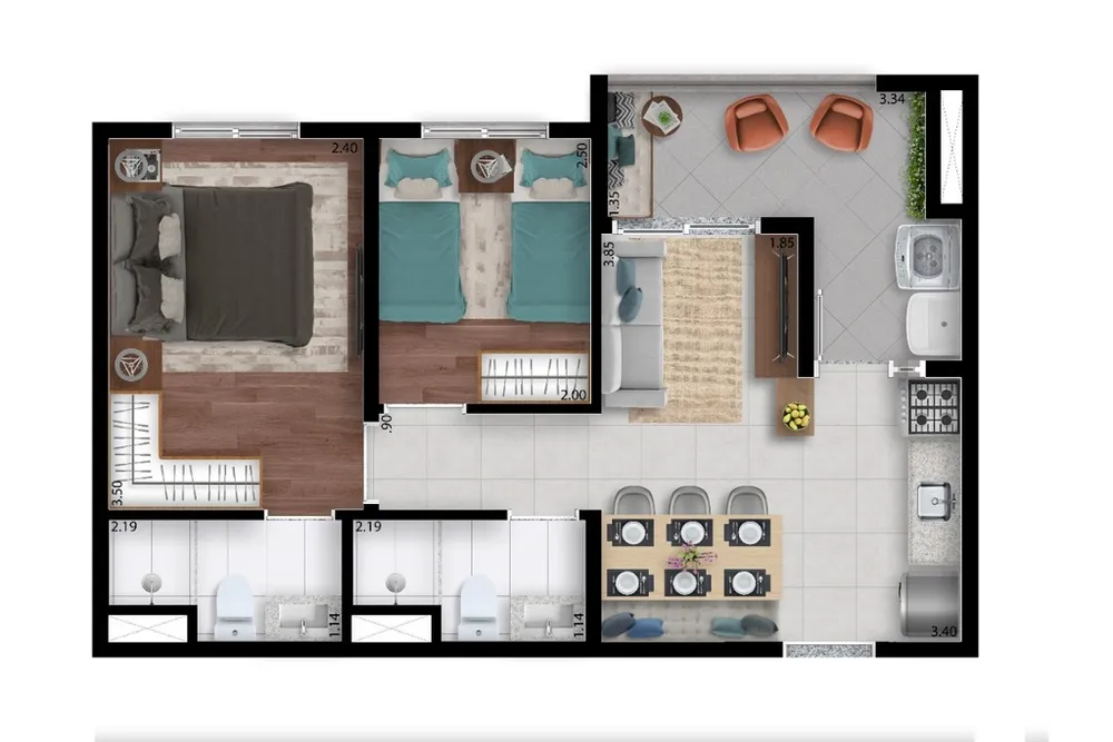 Apartamento, 2 quartos, 34 m² - Foto 2