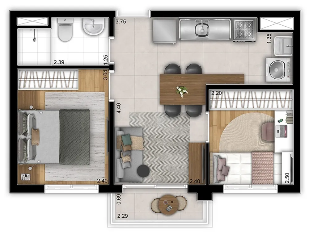 Apartamento, 2 quartos, 38 m² - Foto 1