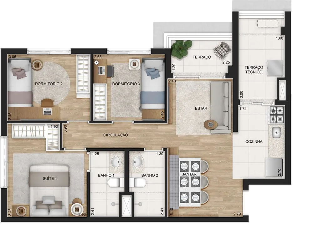 Apartamento, 3 quartos, 69 m² - Foto 11
