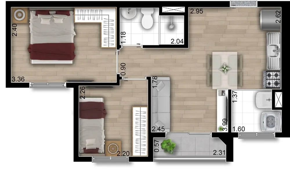Apartamento, 2 quartos, 37 m² - Foto 12