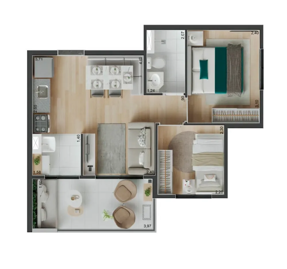 Apartamento, 2 quartos, 44 m² - Foto 6