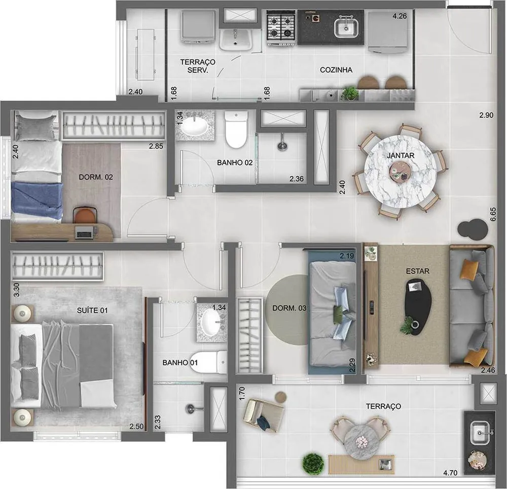 Apartamento, 3 quartos, 69 m² - Foto 12