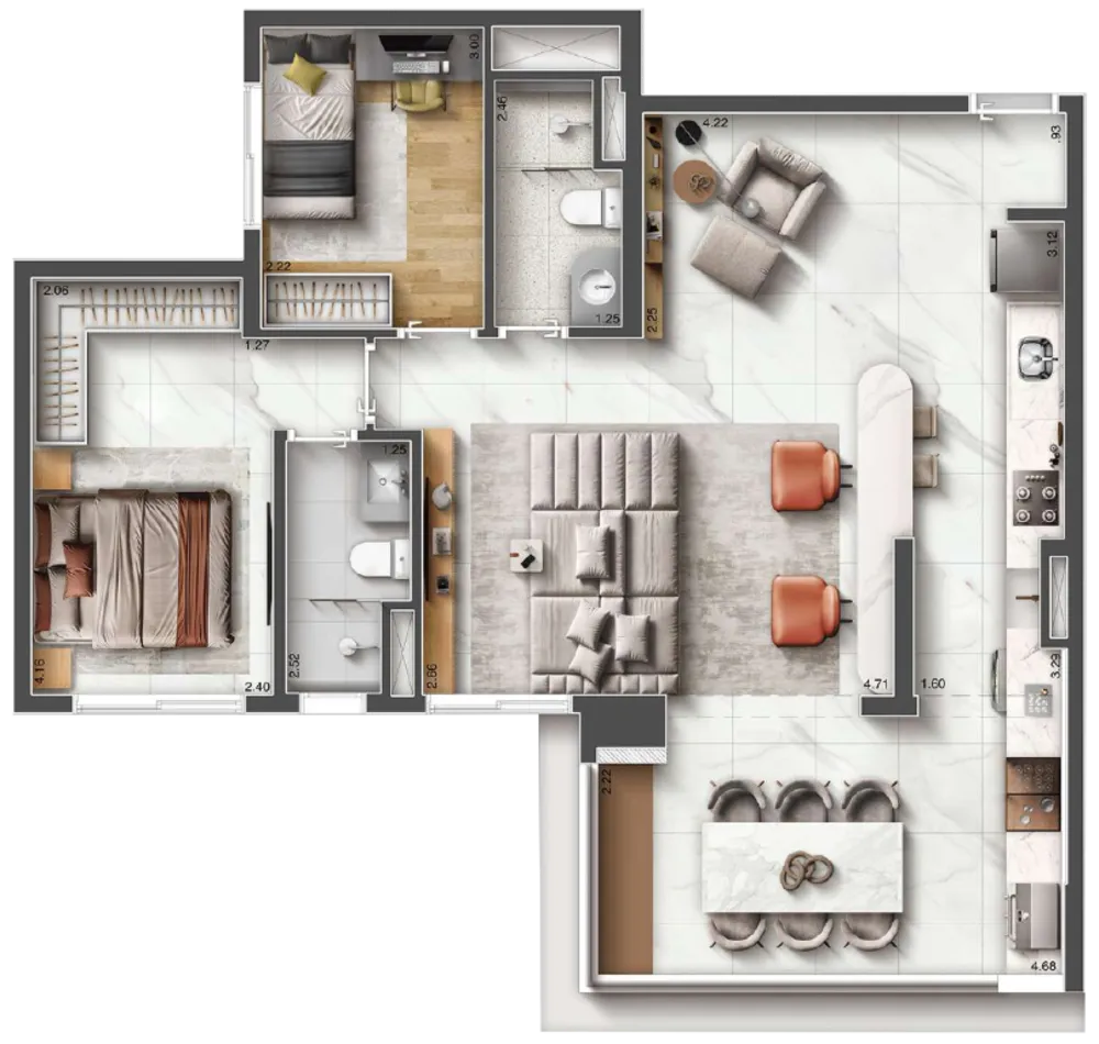 Apartamento, 3 quartos, 78 m² - Foto 2
