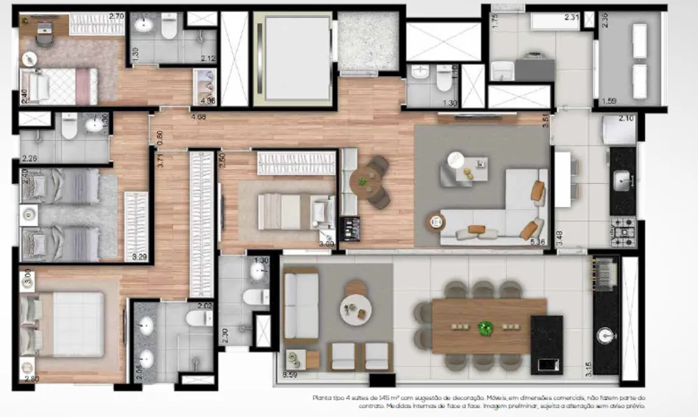 Apartamento, 4 quartos, 146 m² - Foto 3