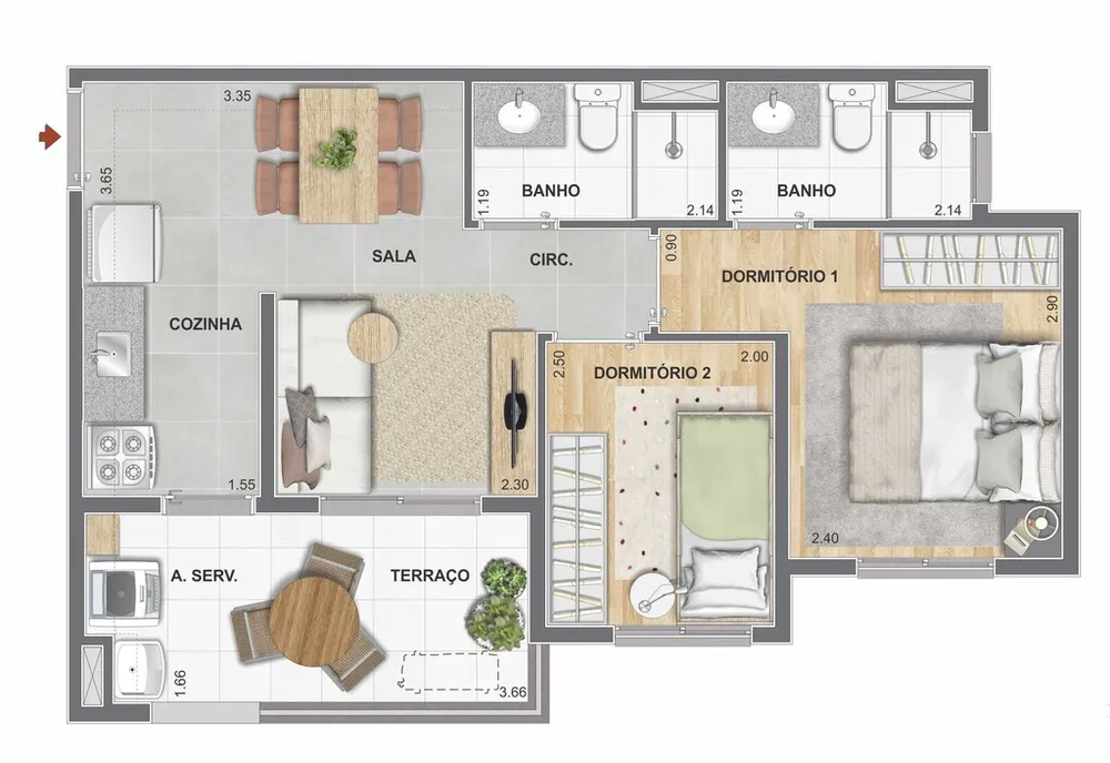 Apartamento, 1 quarto, 34 m² - Foto 12